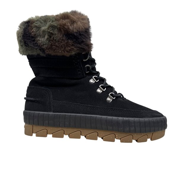 Sperry Shoes - Sperry Top Sider Torrent Black Suede Camo Faux fur Winter Lace-Up Boots Women 8